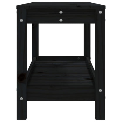 Solid Pine Garden Bench - Black 82.5x35x45 cm