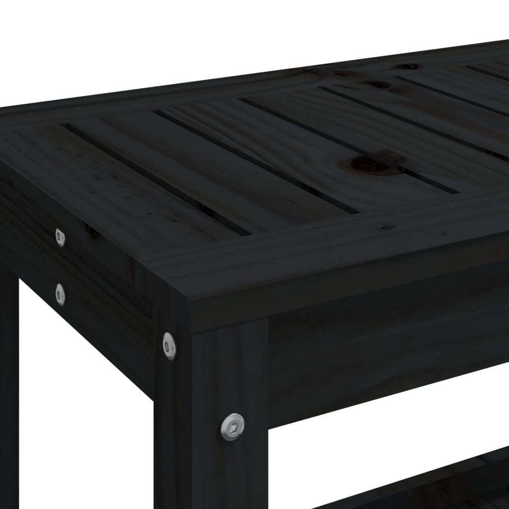 Solid Pine Garden Bench - Black 82.5x35x45 cm