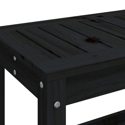 Solid Pine Garden Bench - Black 82.5x35x45 cm