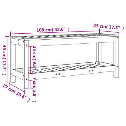 Solid Pine Garden Bench, 108x35x45 cm - Natural Wood Finish