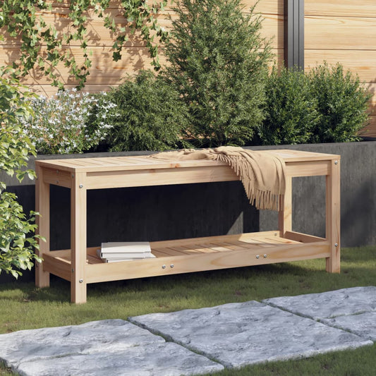Solid Pine Garden Bench, 108x35x45 cm - Natural Wood Finish