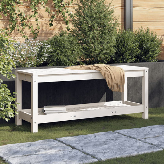 Solid Pine White Garden Bench 108x35x45 cm - Durable Outdoor Seating