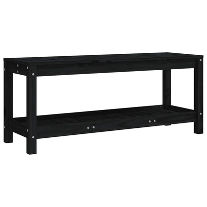 Solid Pine Garden Bench - Elegant Black, 108x35x45 cm