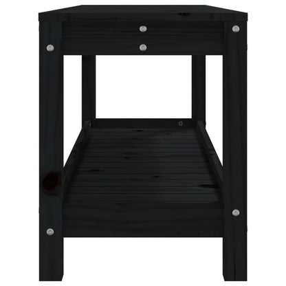 Solid Pine Garden Bench - Elegant Black, 108x35x45 cm