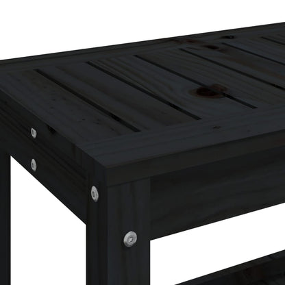 Solid Pine Garden Bench - Elegant Black, 108x35x45 cm