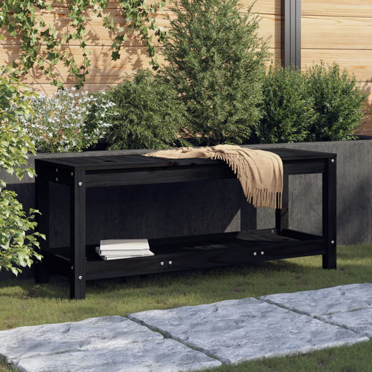 Solid Pine Garden Bench - Elegant Black, 108x35x45 cm
