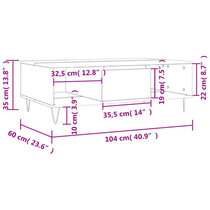 Coffee Table Grey Sonoma 104x60x35 cm Engineered Wood