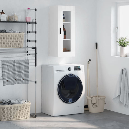 Wall Mounted Cabinet High Gloss White 34.5x34x90 cm