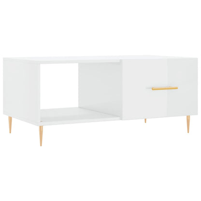 Coffee Table High Gloss White 90x50x40 cm Engineered Wood