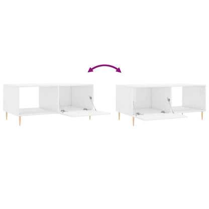Coffee Table High Gloss White 90x50x40 cm Engineered Wood