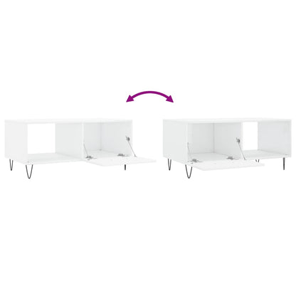 Coffee Table High Gloss White 90x50x40 cm Engineered Wood
