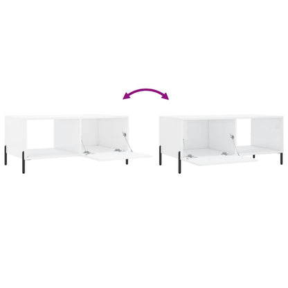 Coffee Table High Gloss White 90x50x40 cm Engineered Wood