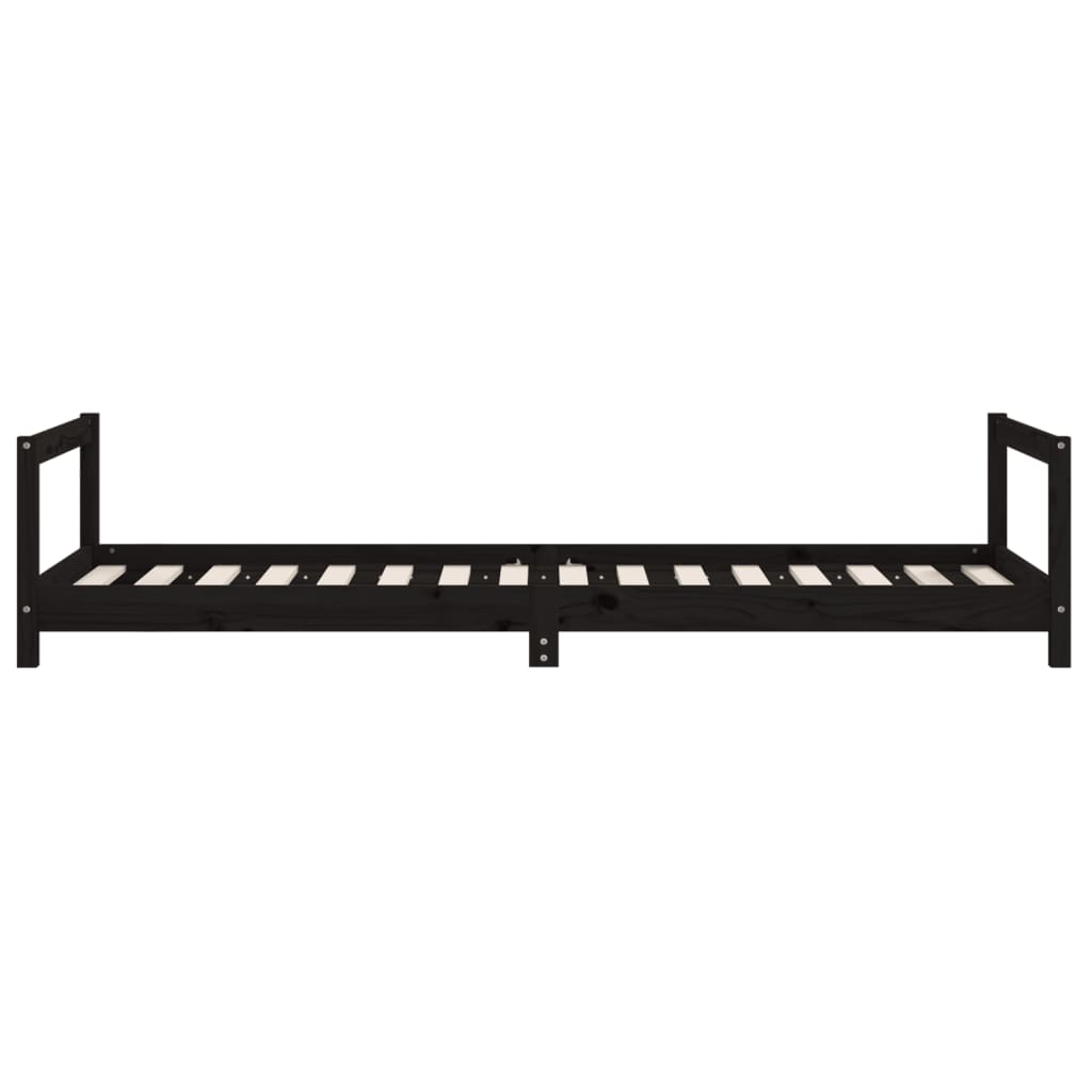 Black Solid Wood Kids Bed Frame 80x200 cm - Pine