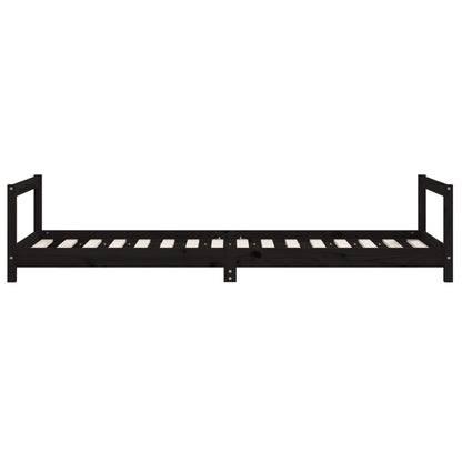 Black Solid Wood Kids Bed Frame 80x200 cm - Pine