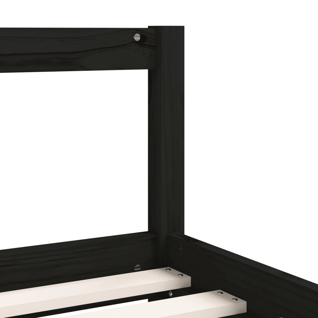Black Solid Wood Kids Bed Frame 80x200 cm - Pine