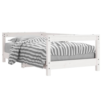 White Solid Wood Pine Kids Bed Frame 70x140 cm