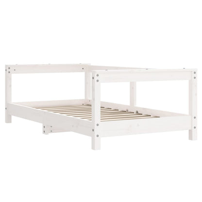 White Solid Wood Pine Kids Bed Frame 70x140 cm