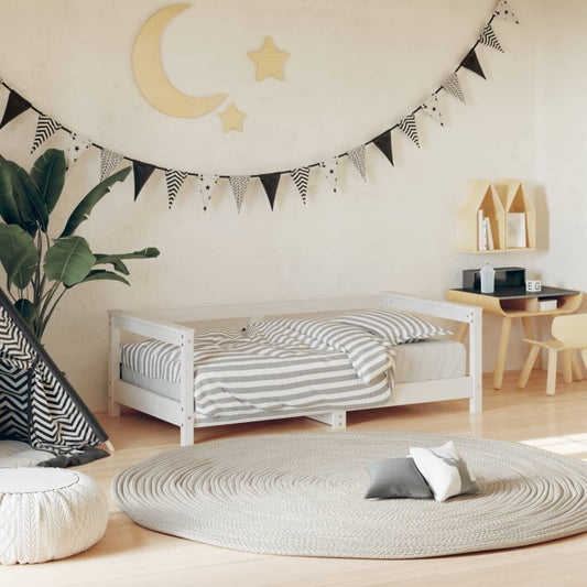 White Solid Wood Pine Kids Bed Frame 70x140 cm