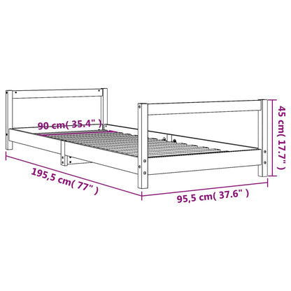 White Solid Pine Kids Bed Frame 90x190 cm - Durable & Stylish