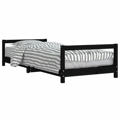 Solid Pine Kids Bed Frame - Black 90x190 cm Durable Design