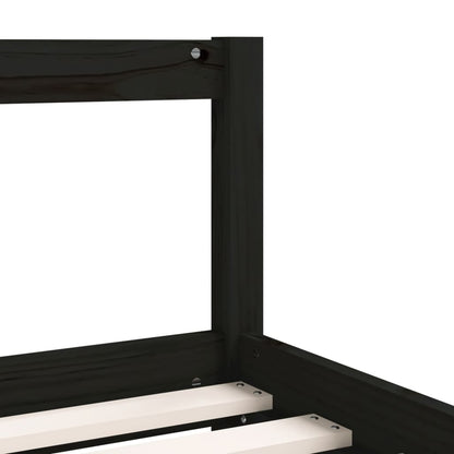 Black Pine Kids Bed Frame with Drawers 80x200 cm | Solid Wood