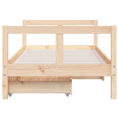 Solid Pine Kids Bed Frame 80x160 cm with Drawers - Natural Wood