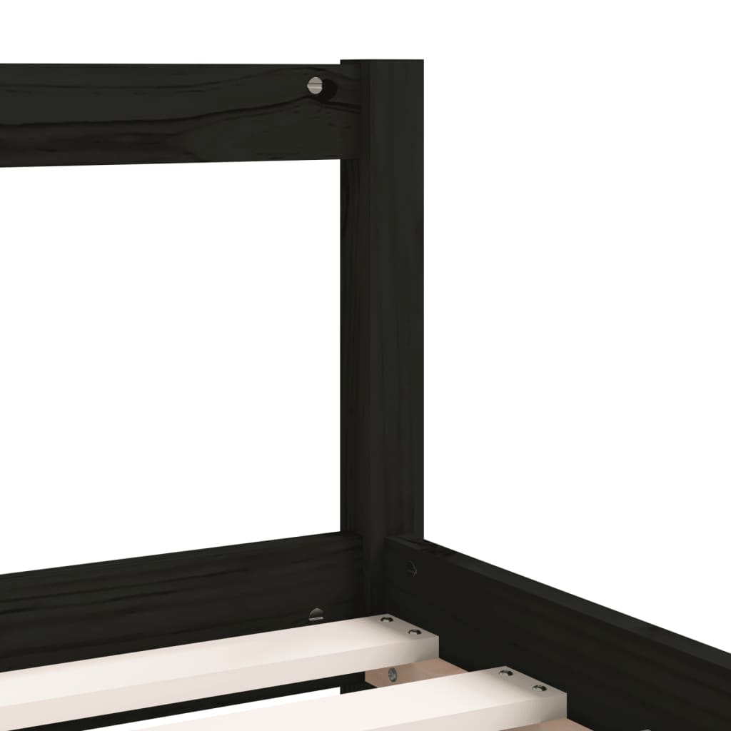 Black Pine Kids Bed Frame with Drawers - 90x190 cm Solid Wood
