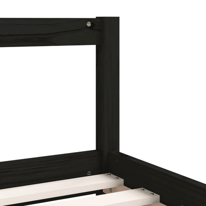 Black Pine Kids Bed Frame with Drawers - 90x190 cm Solid Wood