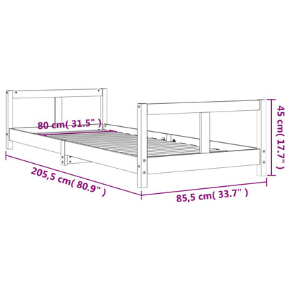 Solid Pine Kids Bed Frame, White, 80x200 cm - Durable & Stylish