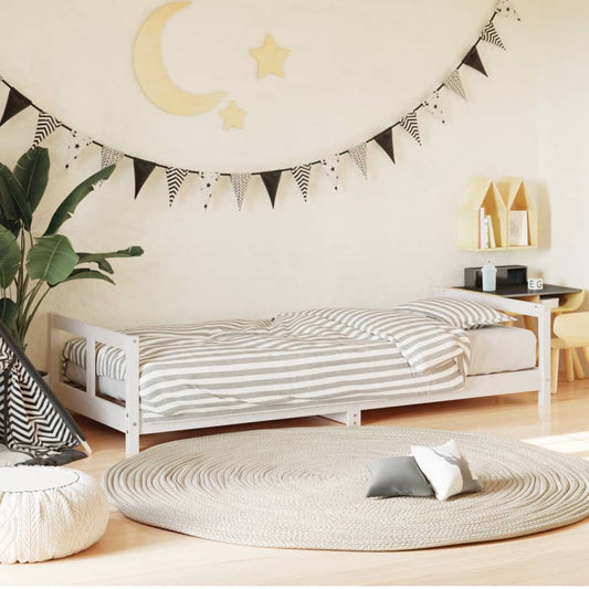 Solid Pine Kids Bed Frame, White, 80x200 cm - Durable & Stylish