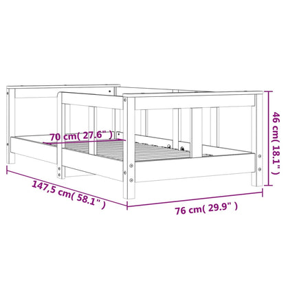 Solid Pine Kids Bed Frame 70x140 cm - White Finish