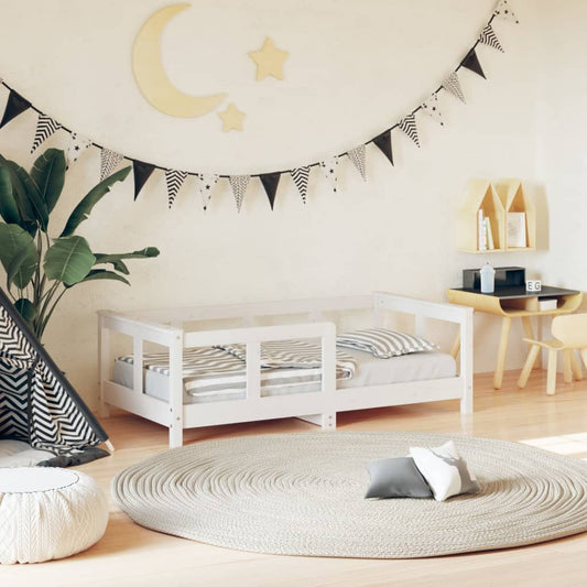 Solid Pine Kids Bed Frame 70x140 cm - White Finish