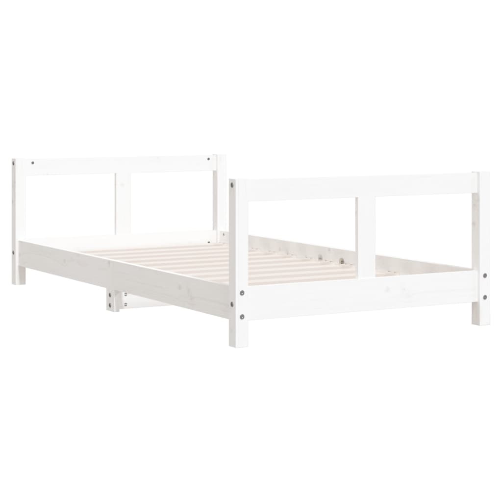 Solid Pine Kids Bed Frame - White 80x160 cm