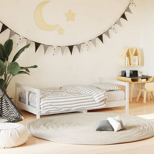 Solid Pine Kids Bed Frame - White 80x160 cm