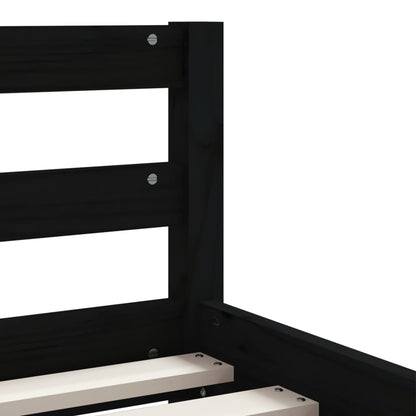Solid Pine Black Kids Bed Frame with Drawers 90x200 cm