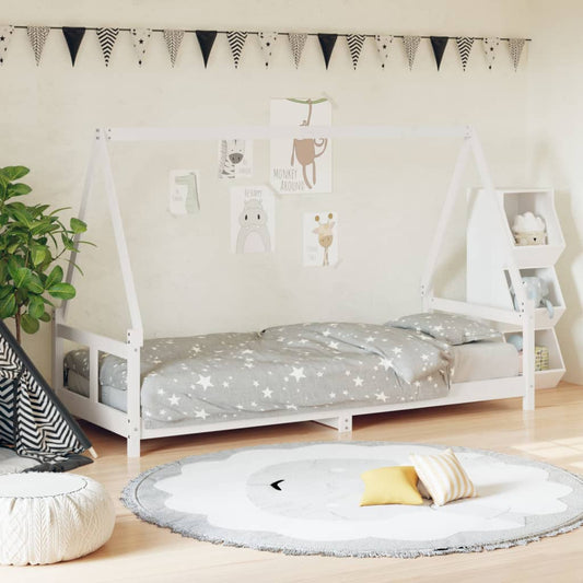 Solid Pine Kids Bed Frame in White - 80x200 cm