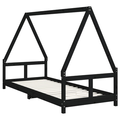 Solid Pine Kids Bed Frame - Black 80x200 cm