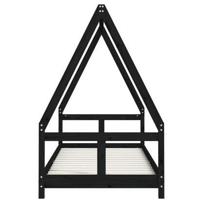 Solid Pine Kids Bed Frame - Black 80x200 cm