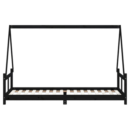 Solid Pine Kids Bed Frame - Black 80x200 cm