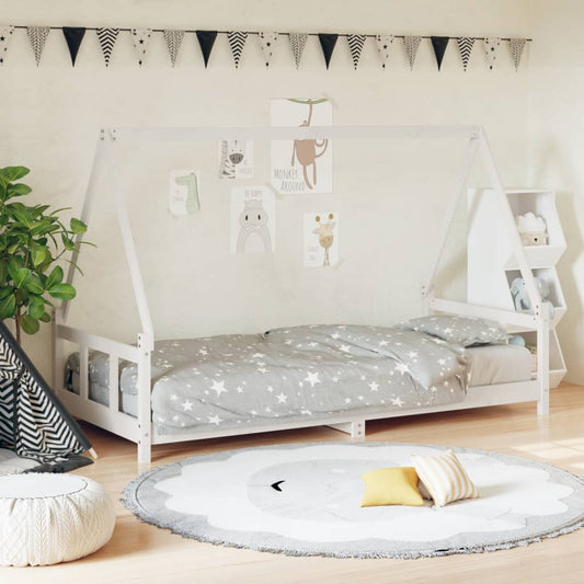 White Solid Pine Kids Bed Frame 90x200 cm - Durable & Stylish