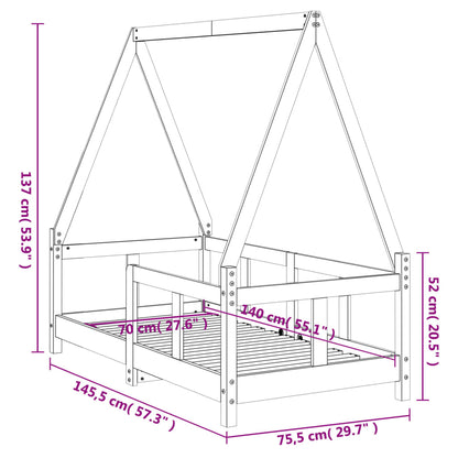 Solid Pine Kids Bed Frame, 70x140 cm – Durable & Stylish
