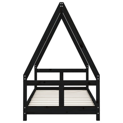 Black Solid Pine Kids Bed Frame 80x160 cm - Sturdy & Stylish