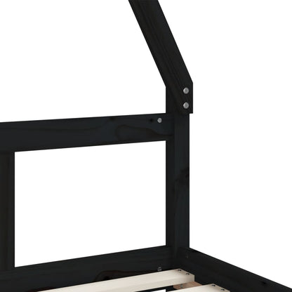 Black Solid Pine Kids Bed Frame 80x160 cm - Sturdy & Stylish