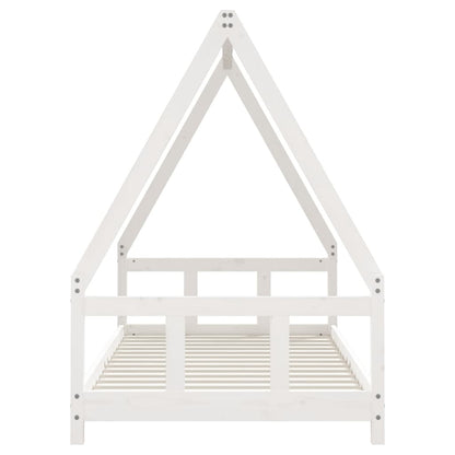 Solid Wood Kids Bed Frame - White 90x190 cm Pine Finish