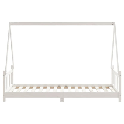 Solid Wood Kids Bed Frame - White 90x190 cm Pine Finish