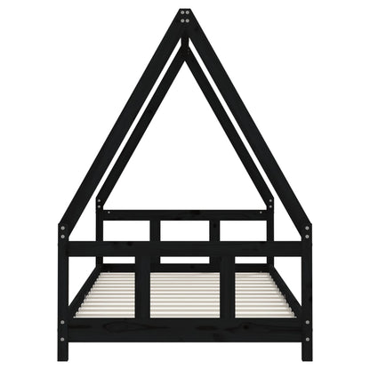 Solid Pine Kids Bed Frame - Black 90x190 cm Sturdy Design