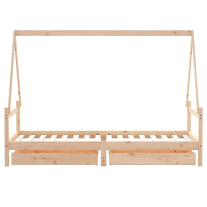 Kids Bed Frame with Drawers 90x200 cm Solid Wood Pine