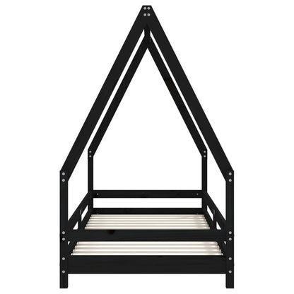 Solid Pine Kids Bed Frame - Black, 80x200 cm
