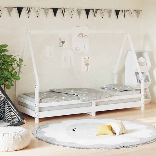 White Solid Pine Kids Bed Frame 90x200 cm - Durable & Stylish