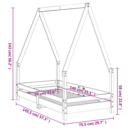 Solid Pine Kids Bed Frame 70x140 cm - Durable & Stylish
